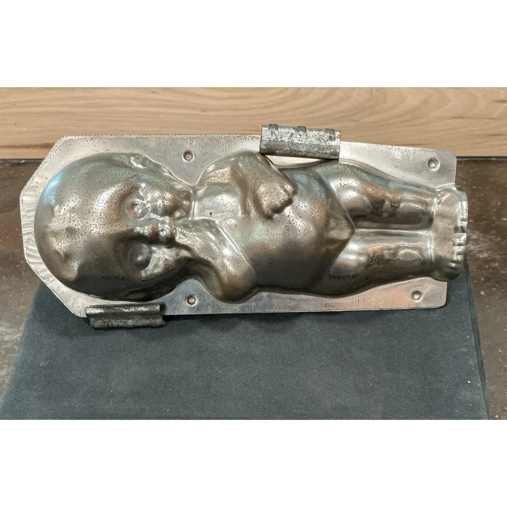 Antique Large Kewpie Chocolate Mold Tin Candy Mold #194 w/ Original Clips